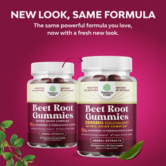 Natures Craft Flow Boosting Beet Root Gummies ingredients panel featuring beetroot, pomegranate, and grape seed