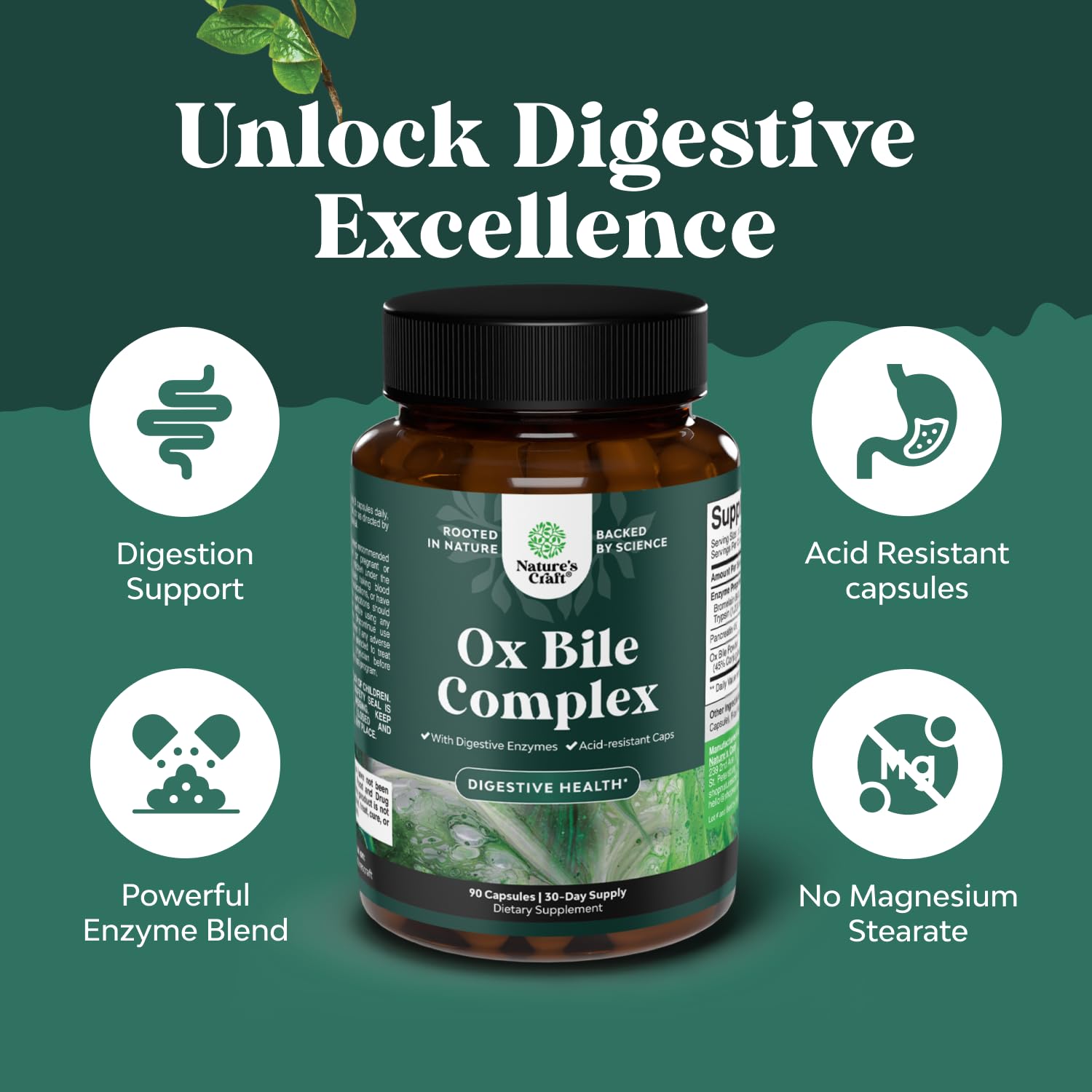 Natures Craft Gut health focus bottle communicates digestibility and balance