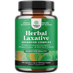 Natures Craft herbal laxative capsules bottle for gentle, convenient relief