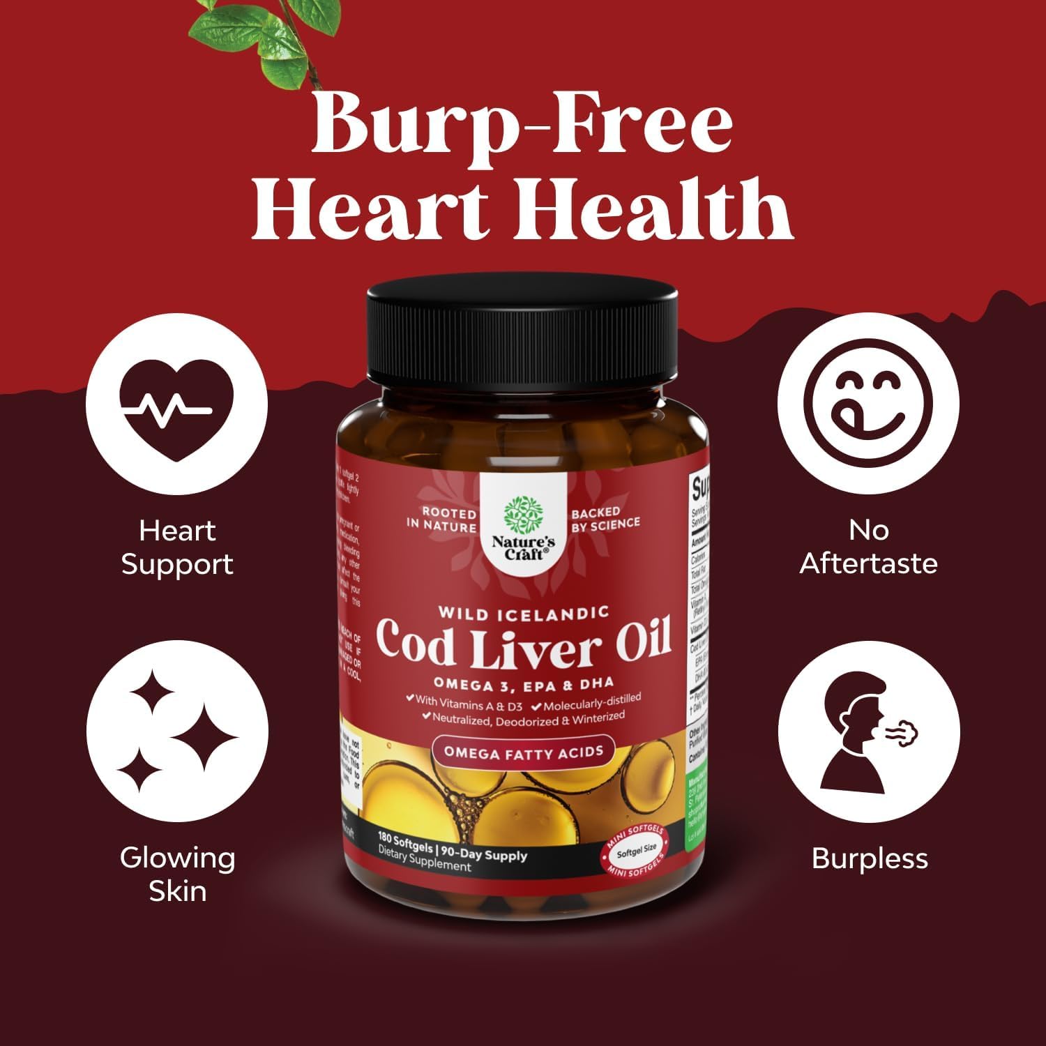 Natures Craft bottle shows 1000mg omega-3 per serving.