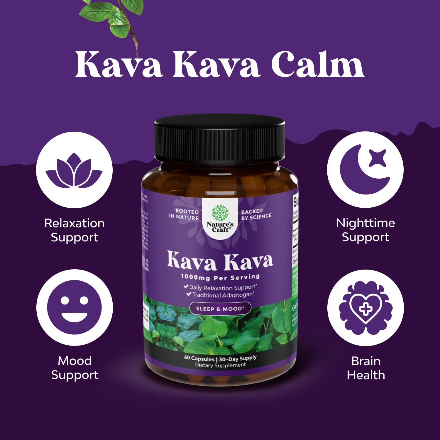 Natures Craft capsules between fingers illustrating 1 to 2 daily dose.