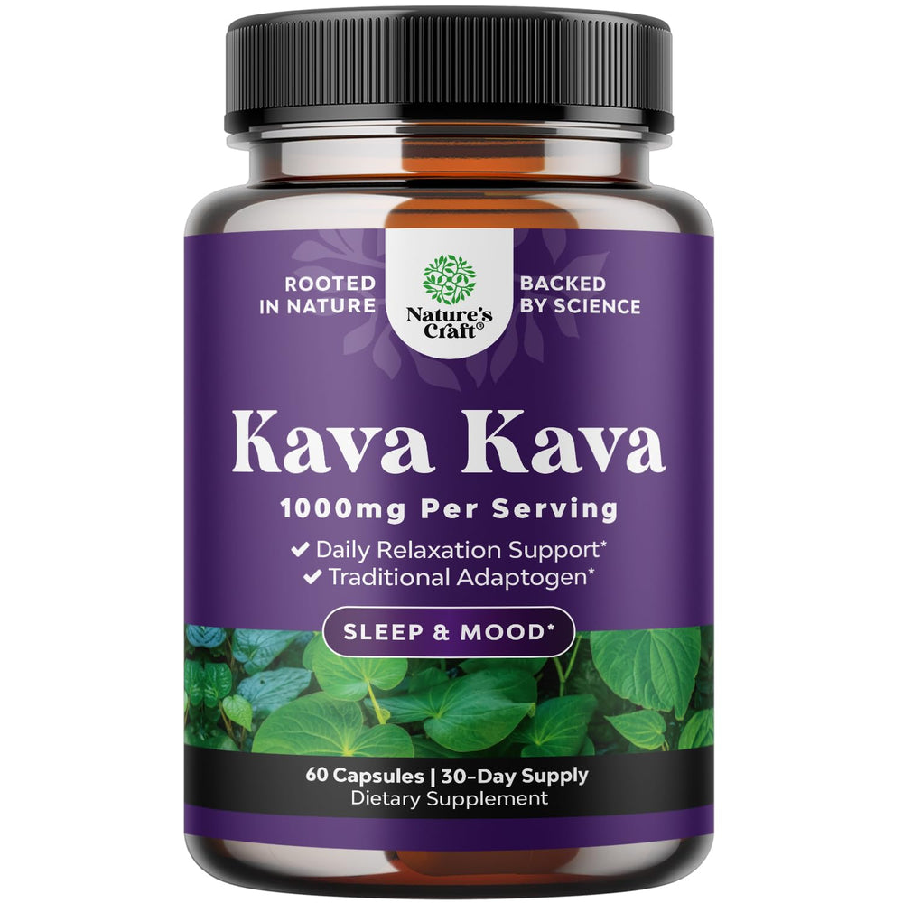 Natures Craft Kava Kava 1000mg bottle for calm, relaxed evenings.
