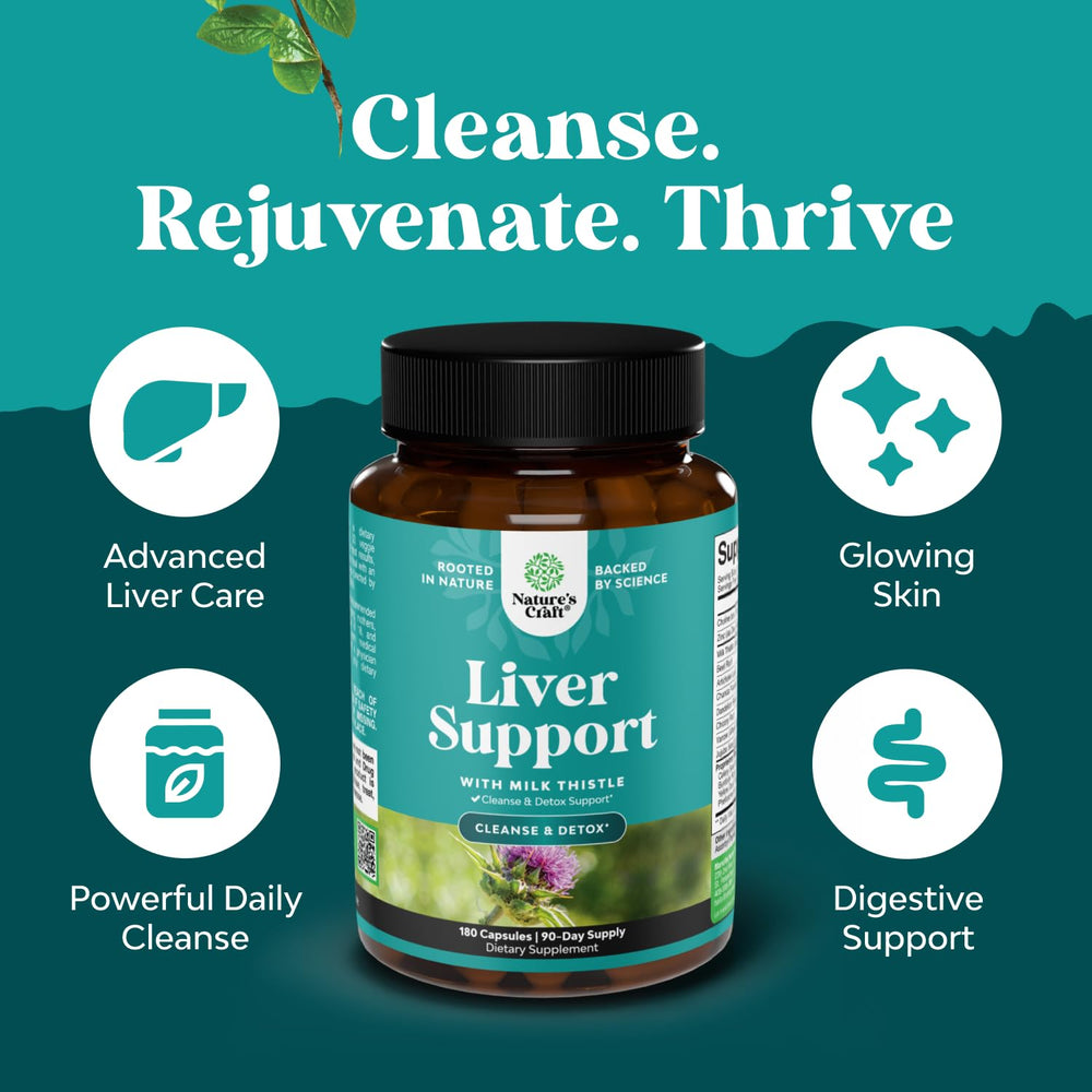 Dosing scoop beside Natures Craft liver cleanse capsules for daily intake.