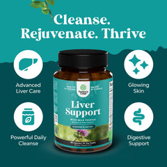 Dosing scoop beside Natures Craft liver cleanse capsules for daily intake.