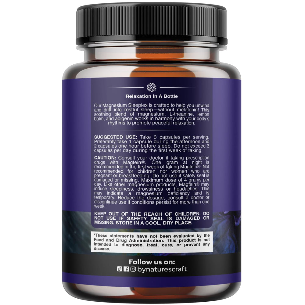 Natures Craft Magtein L-Threonate capsules emphasizing advanced sleep support