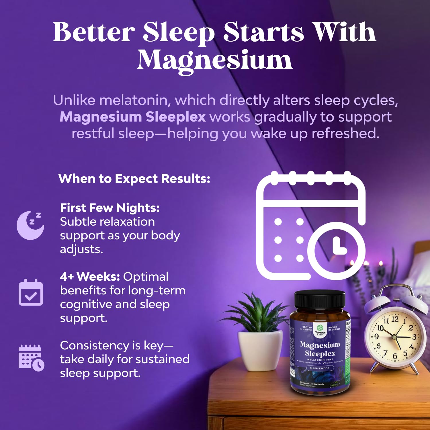 Natures Craft melatonin-free sleep support packaging emphasizing natural rest