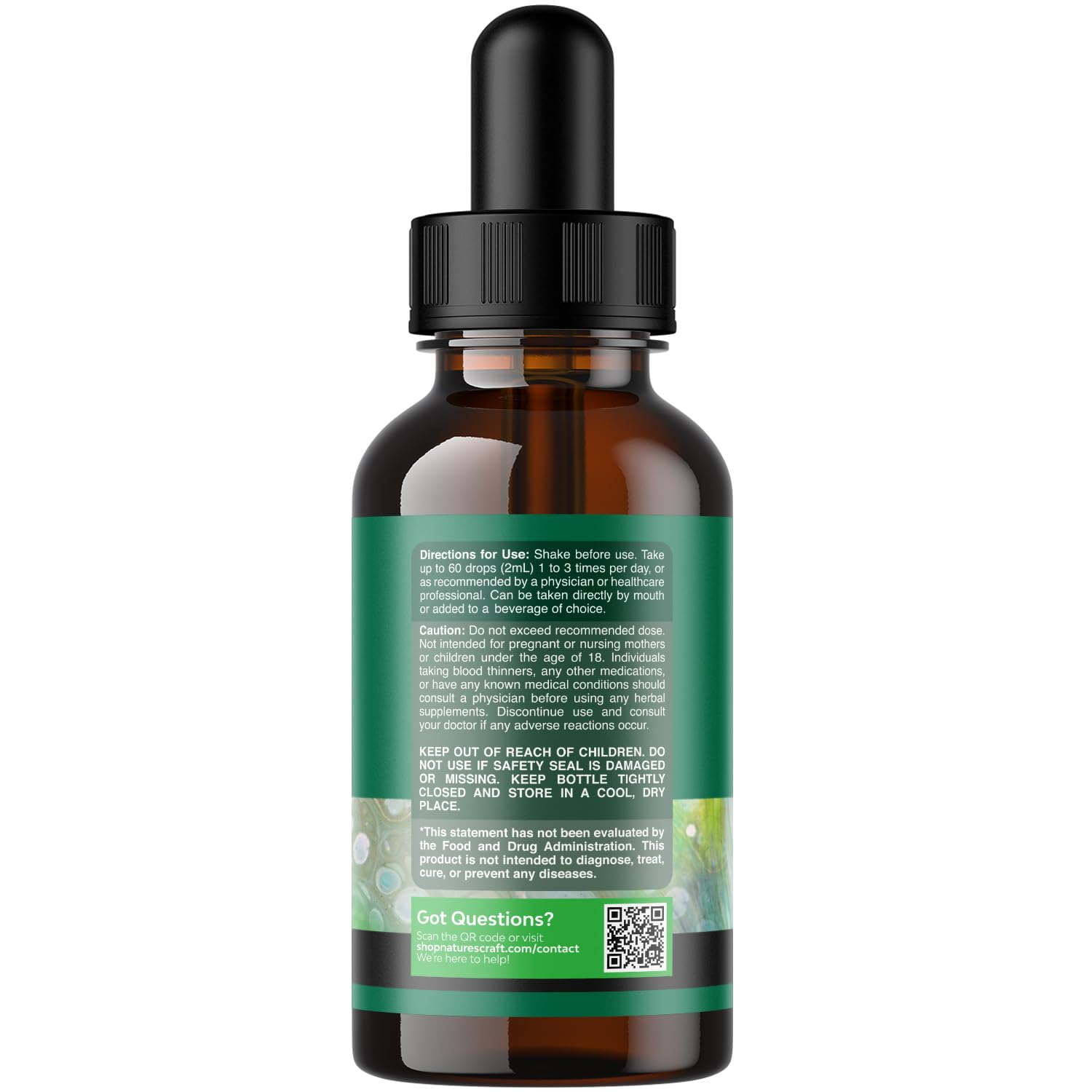 Natures Craft Organic Lymphatic Drops label close-up highlighting clean ingredients