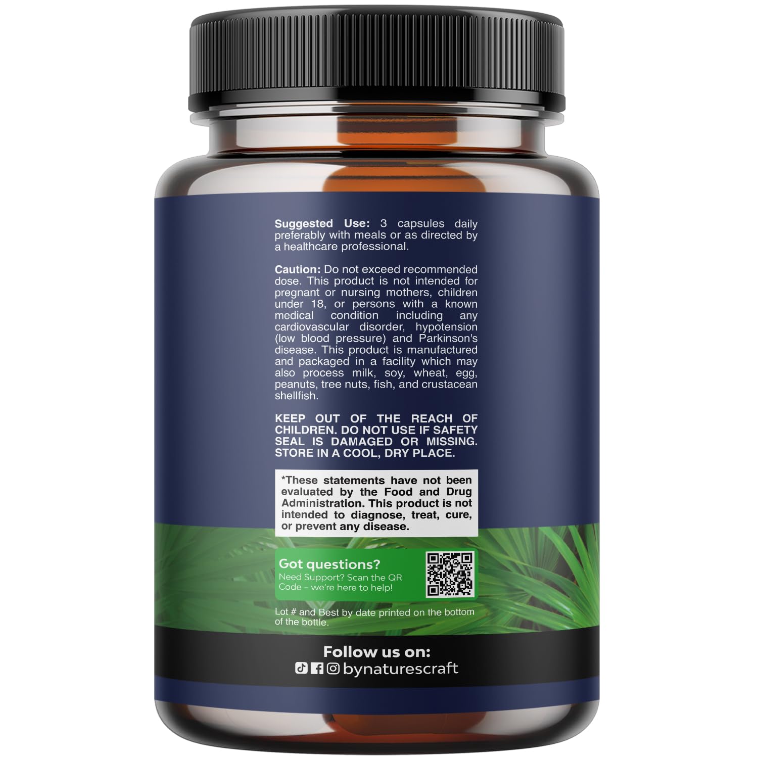 Natures Craft Prostate capsules in hand demonstrating easy daily supplementation.