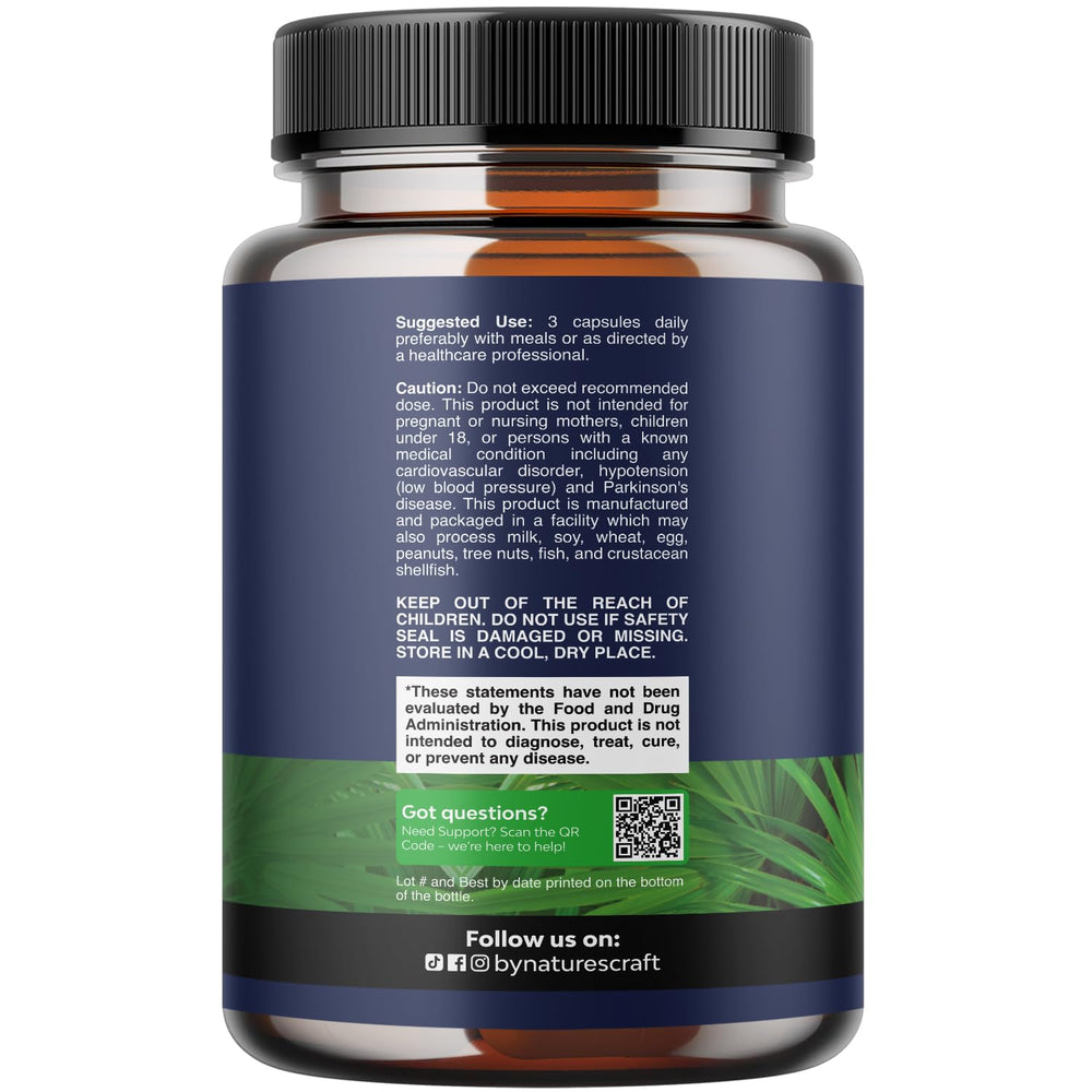 Natures Craft Prostate capsules in hand demonstrating easy daily supplementation.