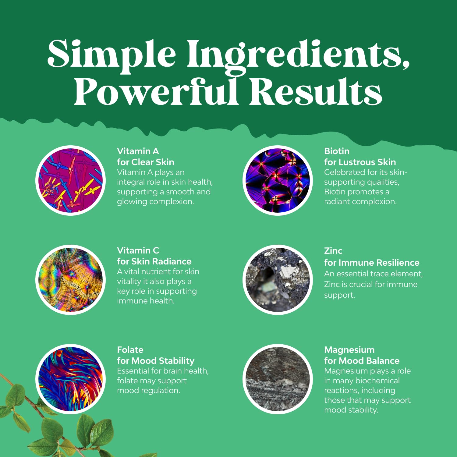 Natures Craft Teen Multivitamin Gummies ingredients panel shows zinc and minerals.