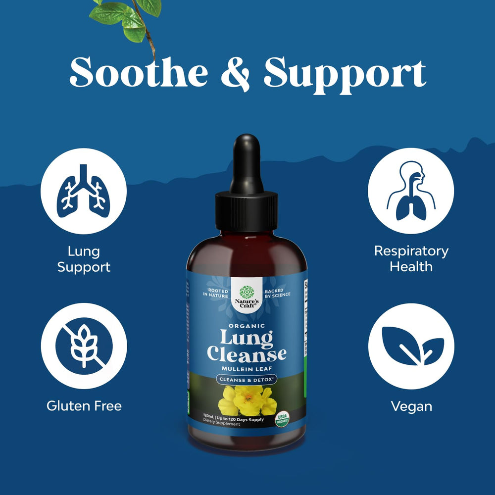 Natures Craft usda organic lung cleanse close up communicates purity