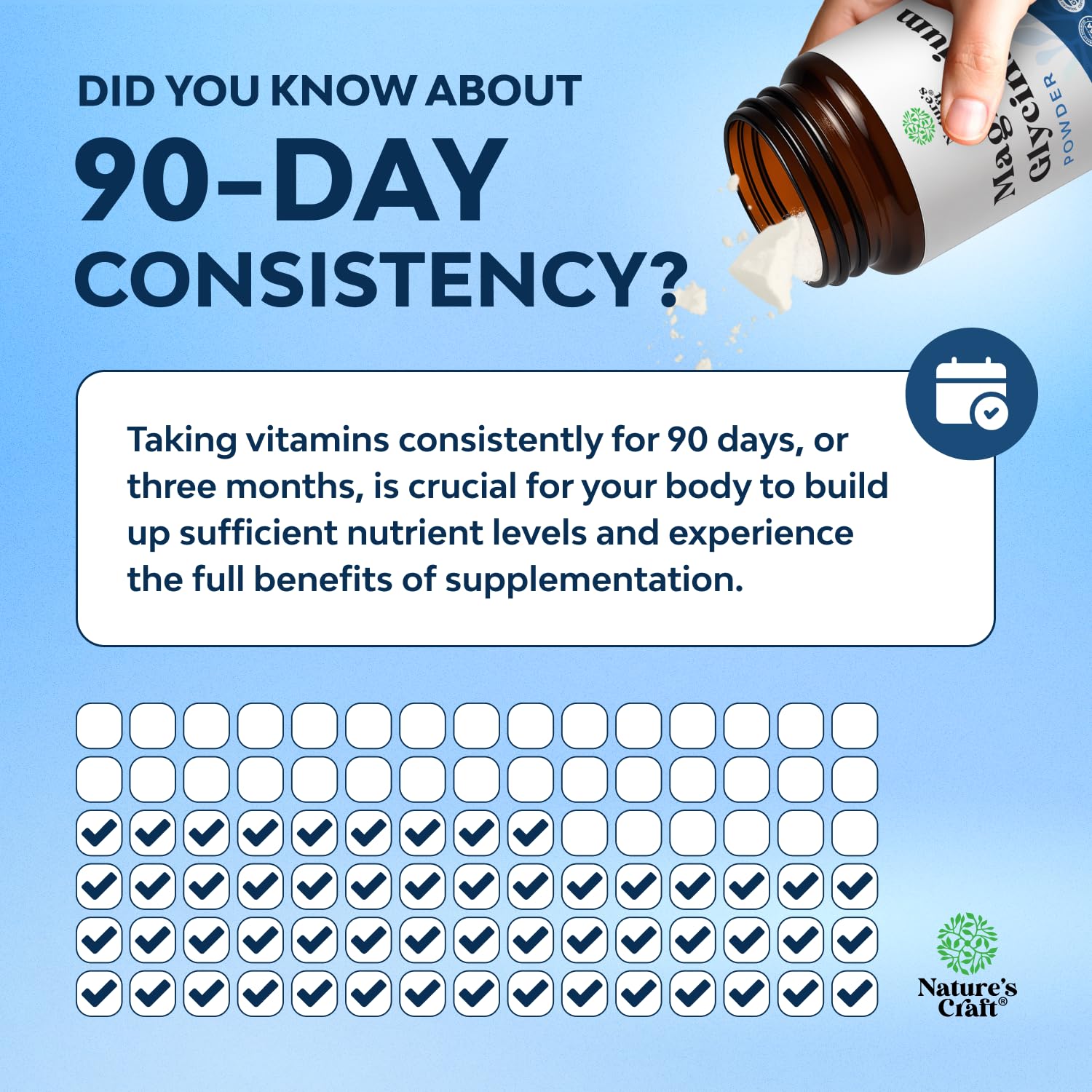 Natures Craft vegan, non-GMO magnesium glycinate packaging emphasizing purity and ethics.