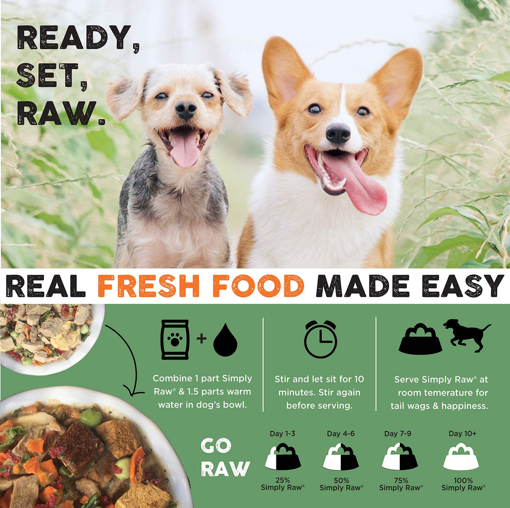 Dog enjoys Simply Raw meal, appetizing texture and aroma