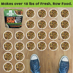 USA-made small-batch Simply Raw packaging label on a shelf