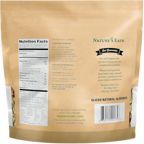 Nature's Eats sliced almonds bowl serve, perfect for salads and snacks.