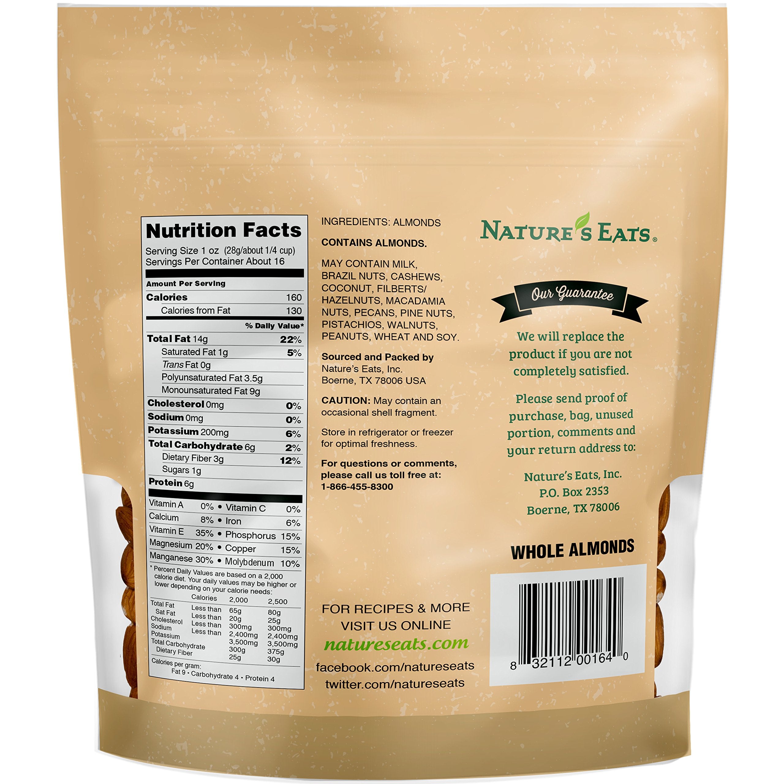 Nature's Eats almonds raw kernel closeup emphasizes quality and crunch for meals