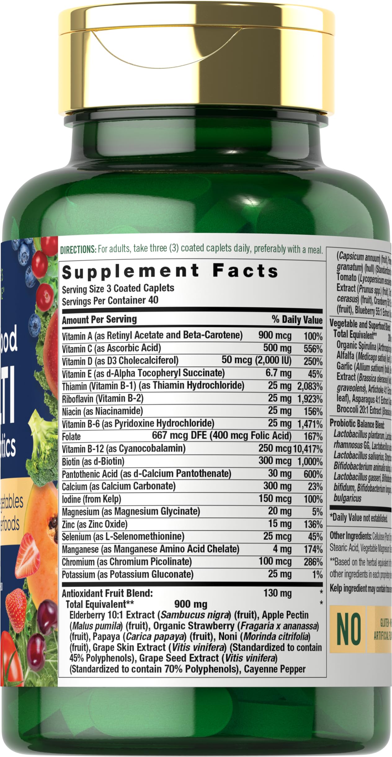 Nature's Fortune coated caplets close-up, smooth coating for easy daily swallowing