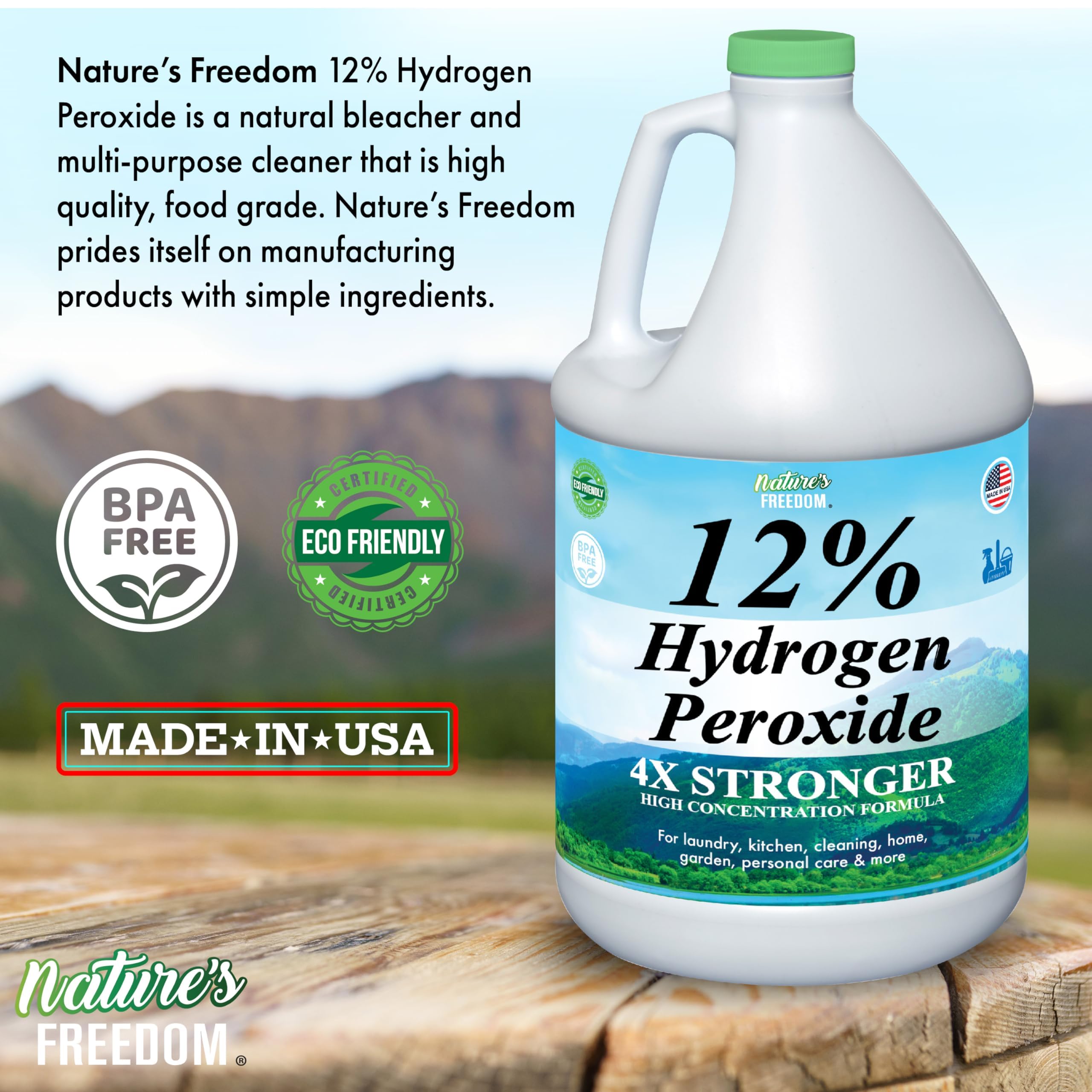 Vent cap close-up on Nature's Freedom bottle highlighting safety design.