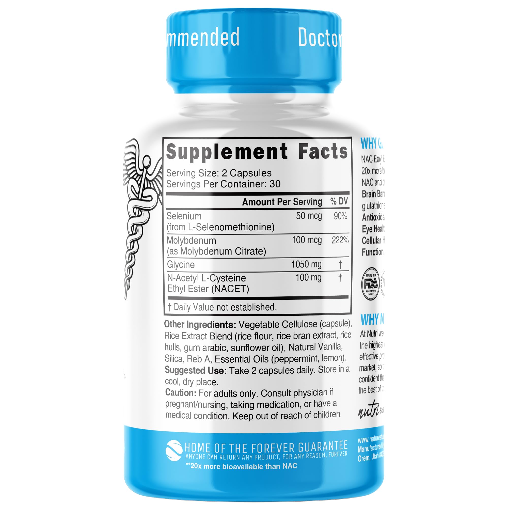 Nature's Fusions GlyNAC-ET glutathione-precursor closeup for cellular support
