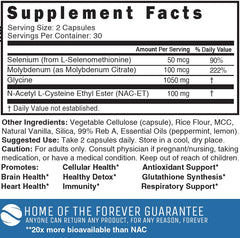 Nature's Fusions NACET capsules close-up highlighting 60-count bottle convenience.