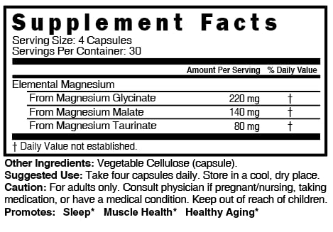 Nature's Fusions Nutri Triple Magnesium Complex label closeup highlighting the product and formula.