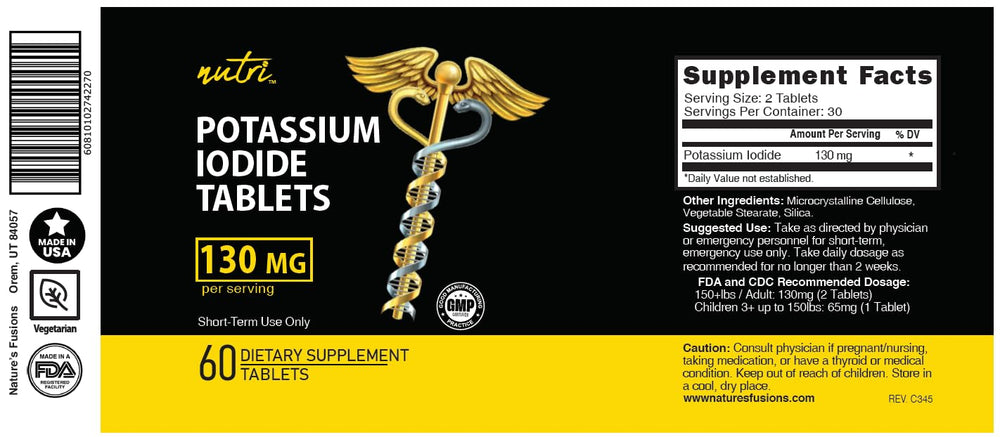 Nature's Fusions Potassium Iodide tablets expiration date visible on label