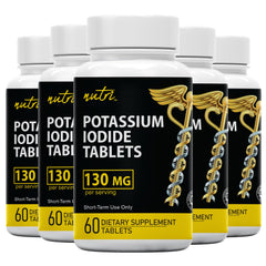 Nature's Fusions Potassium Iodide tablets front bottle for emergency preparedness