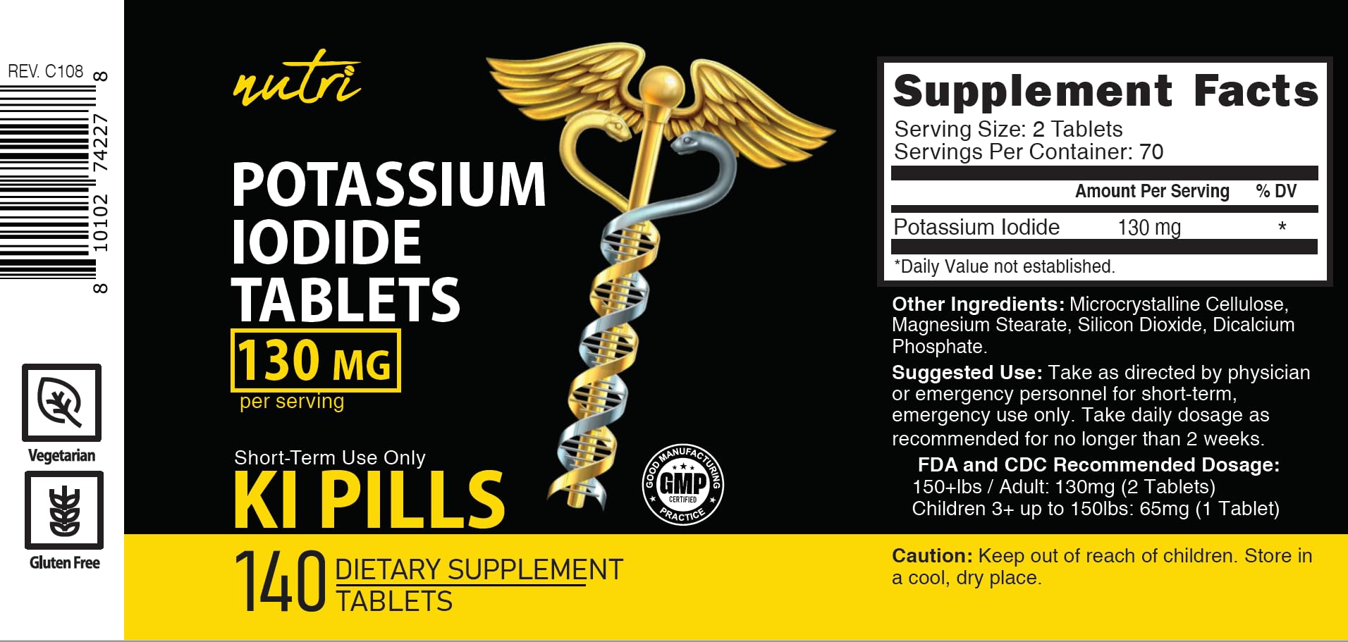 Nature's Fusions KI tablets packaging with third-party lab testing seal.
