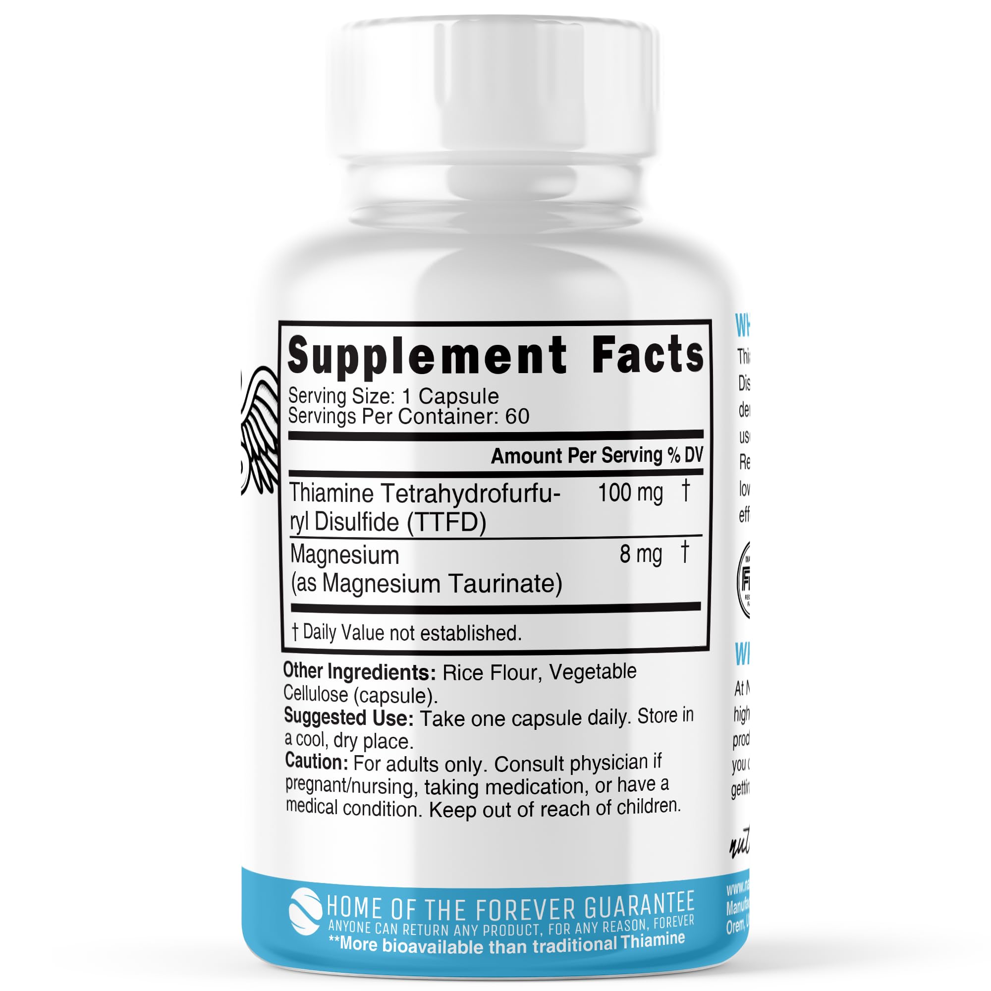 Nature's Fusions TTFD Thiamine capsules close-up for high bioavailability