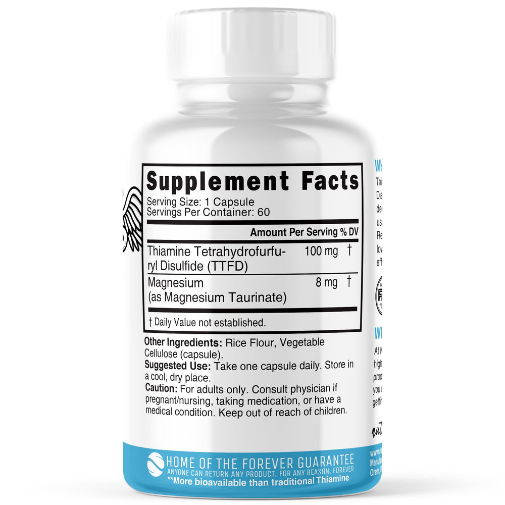 Nature's Fusions TTFD Thiamine capsules close-up for high bioavailability