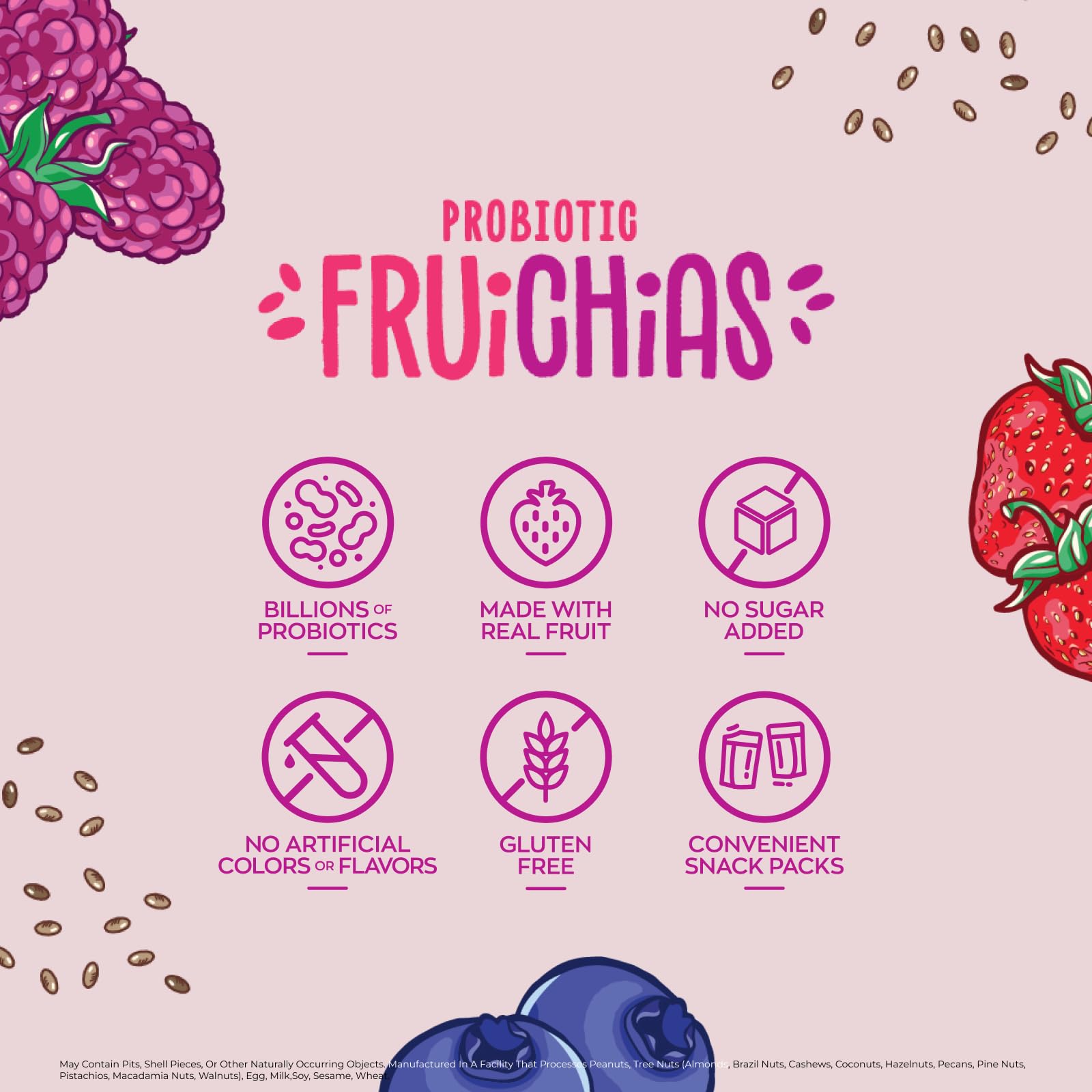 Nature's Garden Fruichias chia seeds texture shot, crunchy yet chewy.
