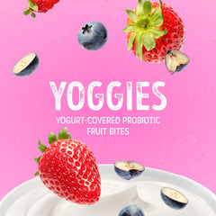 Nature's Garden Yoggies bags close-up real fruit pieces in yogurt coating