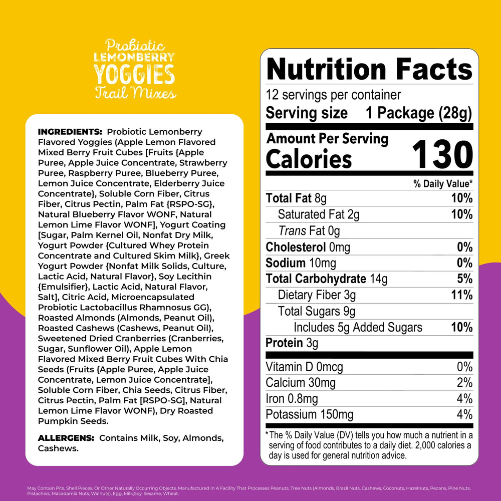 Nature's Garden Yoggies Mixed Berry 1oz pack ideal for kids' lunchboxes.