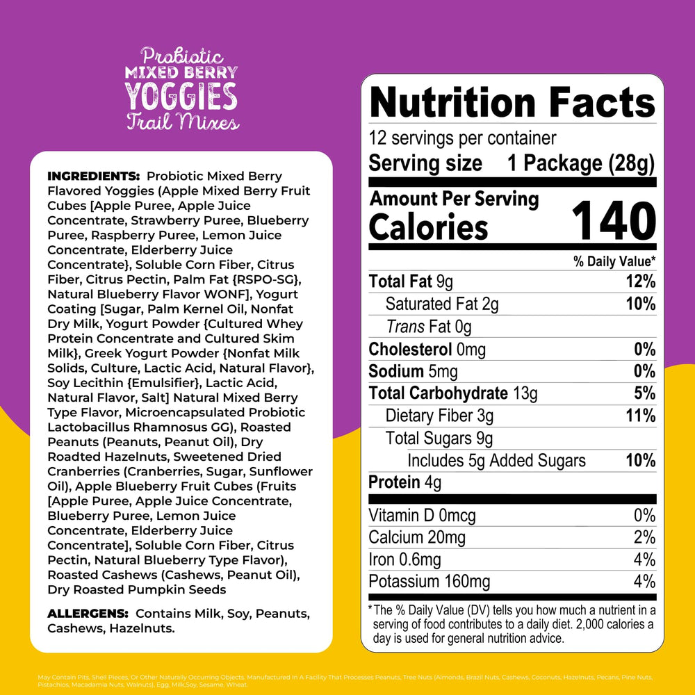 Nature's Garden Yoggies Trail Mix cranberries and strawberries add flavor and depth.