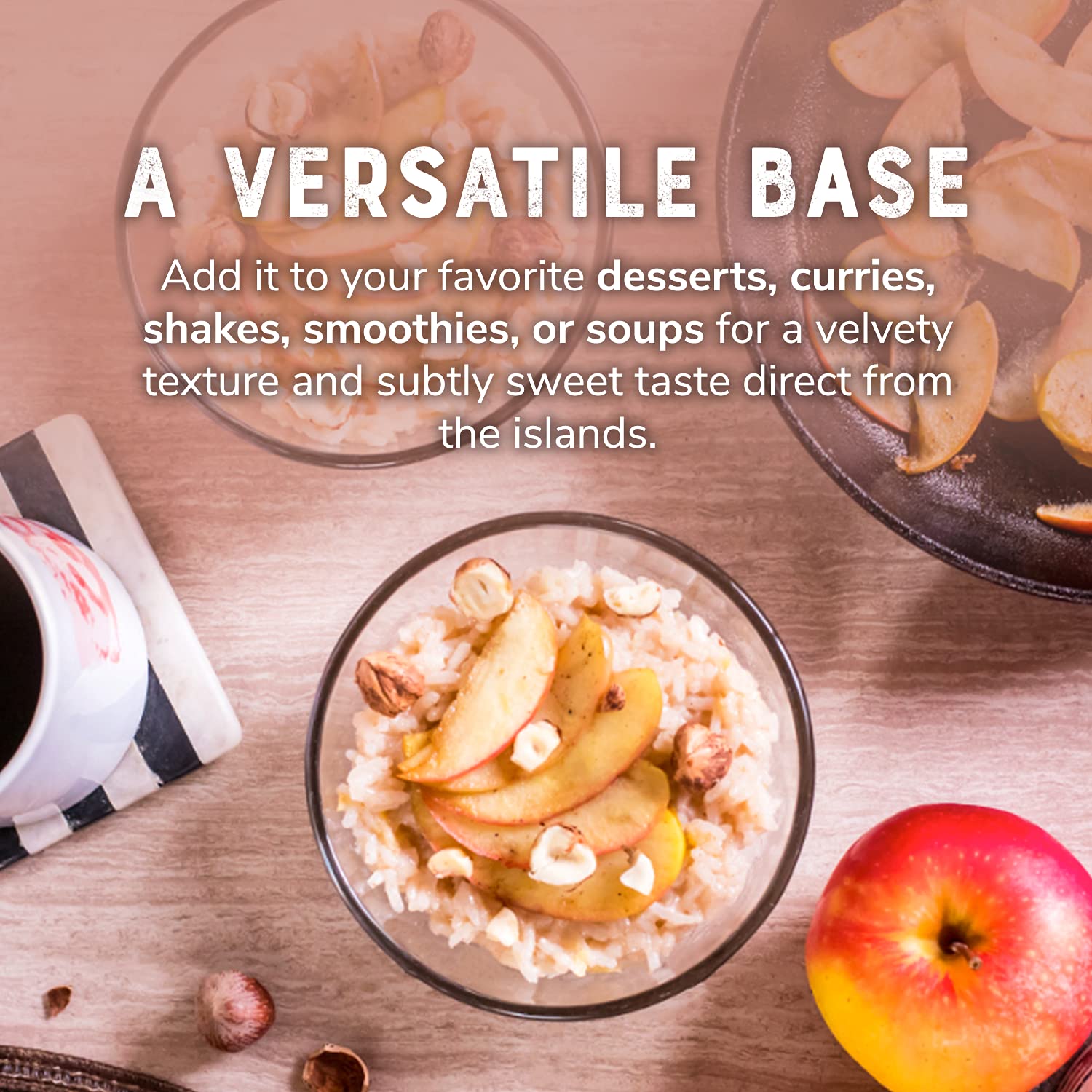Nature's Greatest Foods coconut milk in a recipe bowl illustrates vegan, gluten-free ingredient for soups