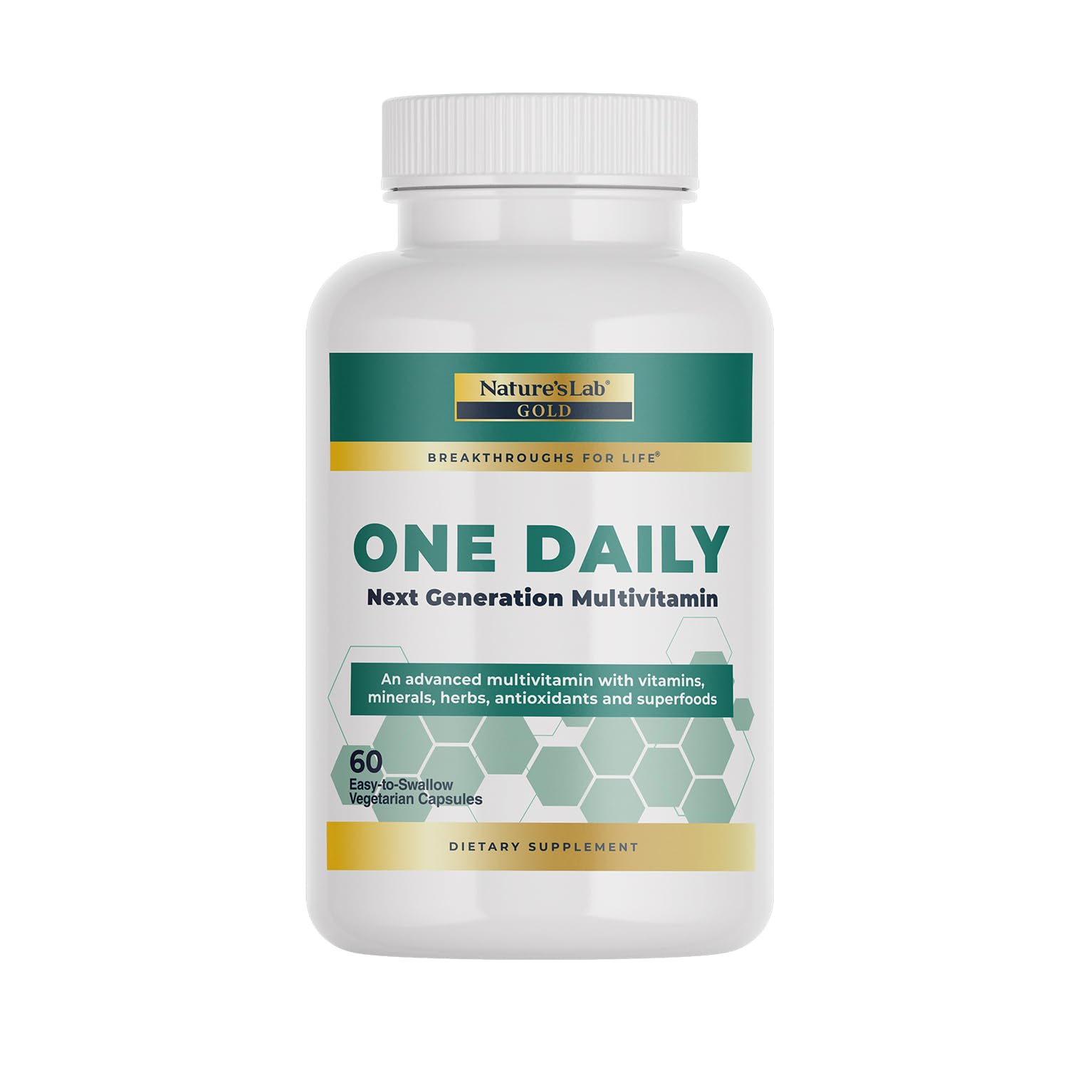 Nature's Lab Gold One Daily bottle pour supports daily energy and routine use