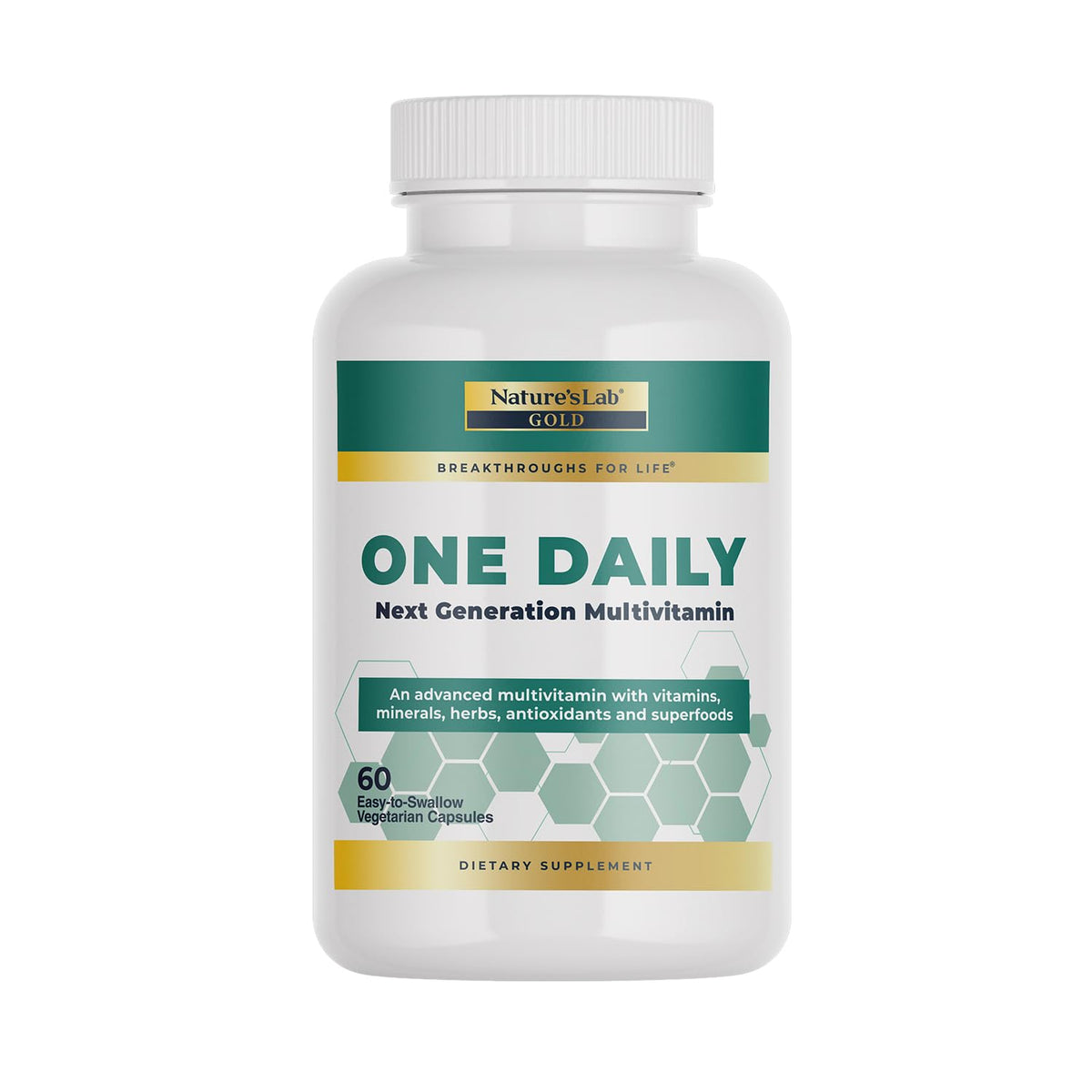 Nature's Lab Gold One Daily bottle pour supports daily energy and routine use