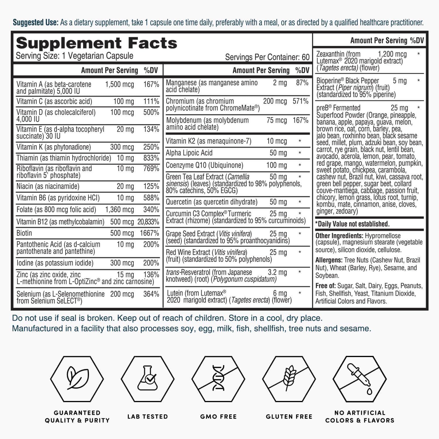 Nature's Lab Gold One Daily packaging shows 60 capsules for a 2-month supply