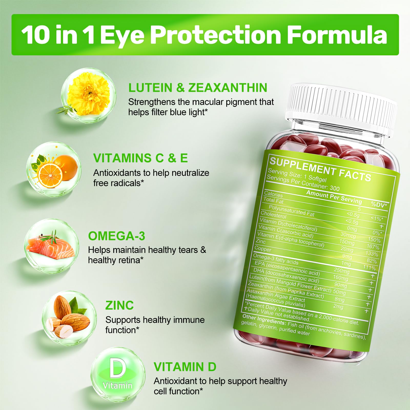 Nature's live softgel capsules designed for easy daily eye support.