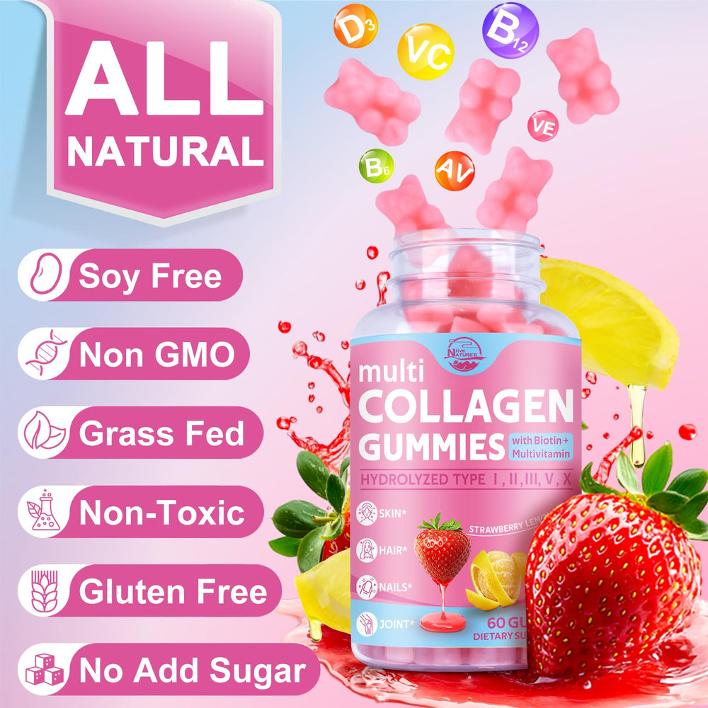 Nature's live gummies with digestive enzyme blend for absorption.