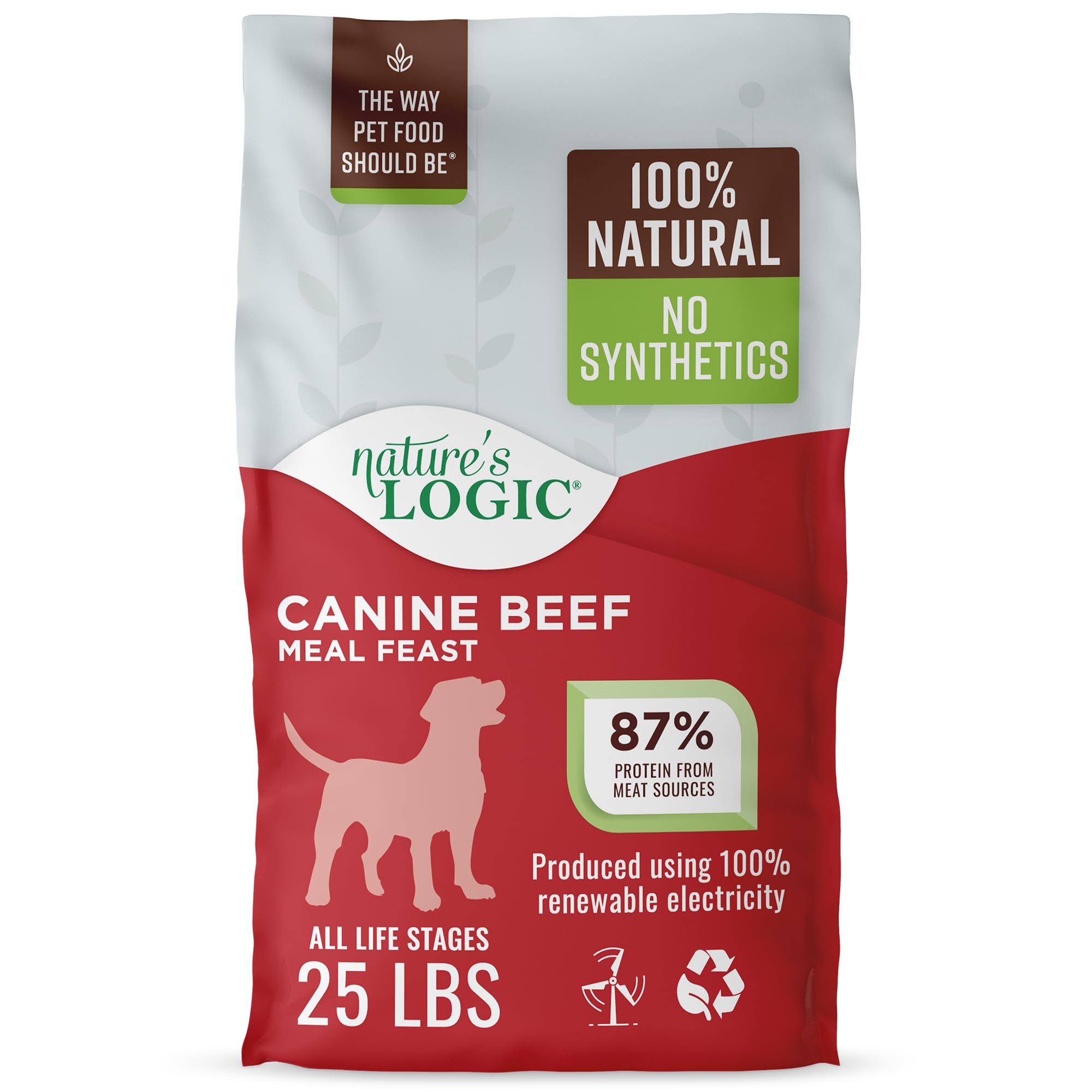 Nature's Logic Beef Meal Feast bowl supports active dogs with high-protein nutrition.