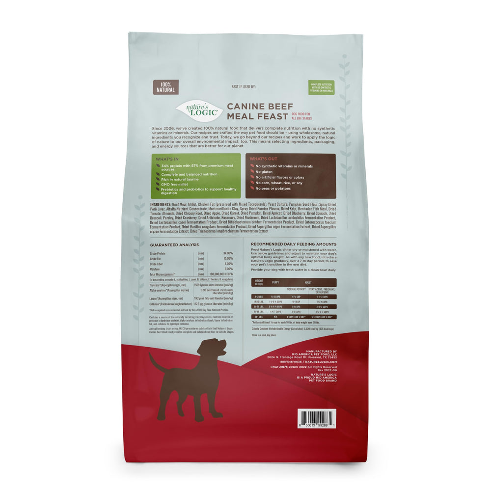 Nature's Logic Beef Meal Feast pouring shot highlights digestible, grain-free texture.