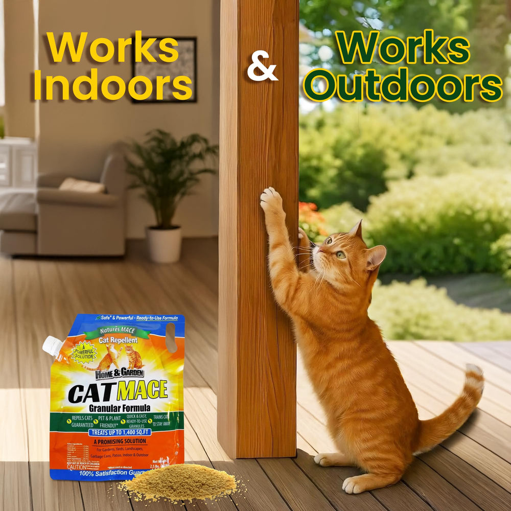Nature's MACE cat deterrent scent helps training against stray and feral cats.