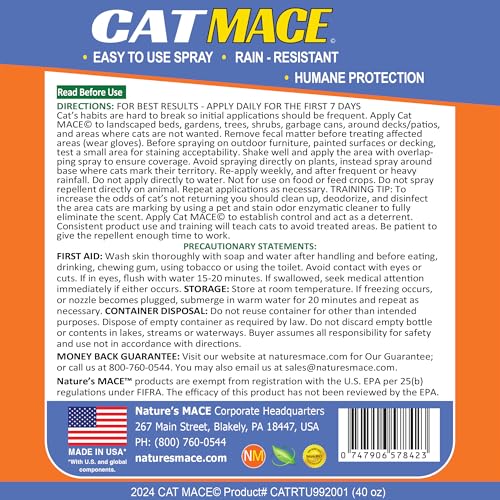 Nature's MACE yard perimeter spray keeps gardens cat-free and enjoyable.