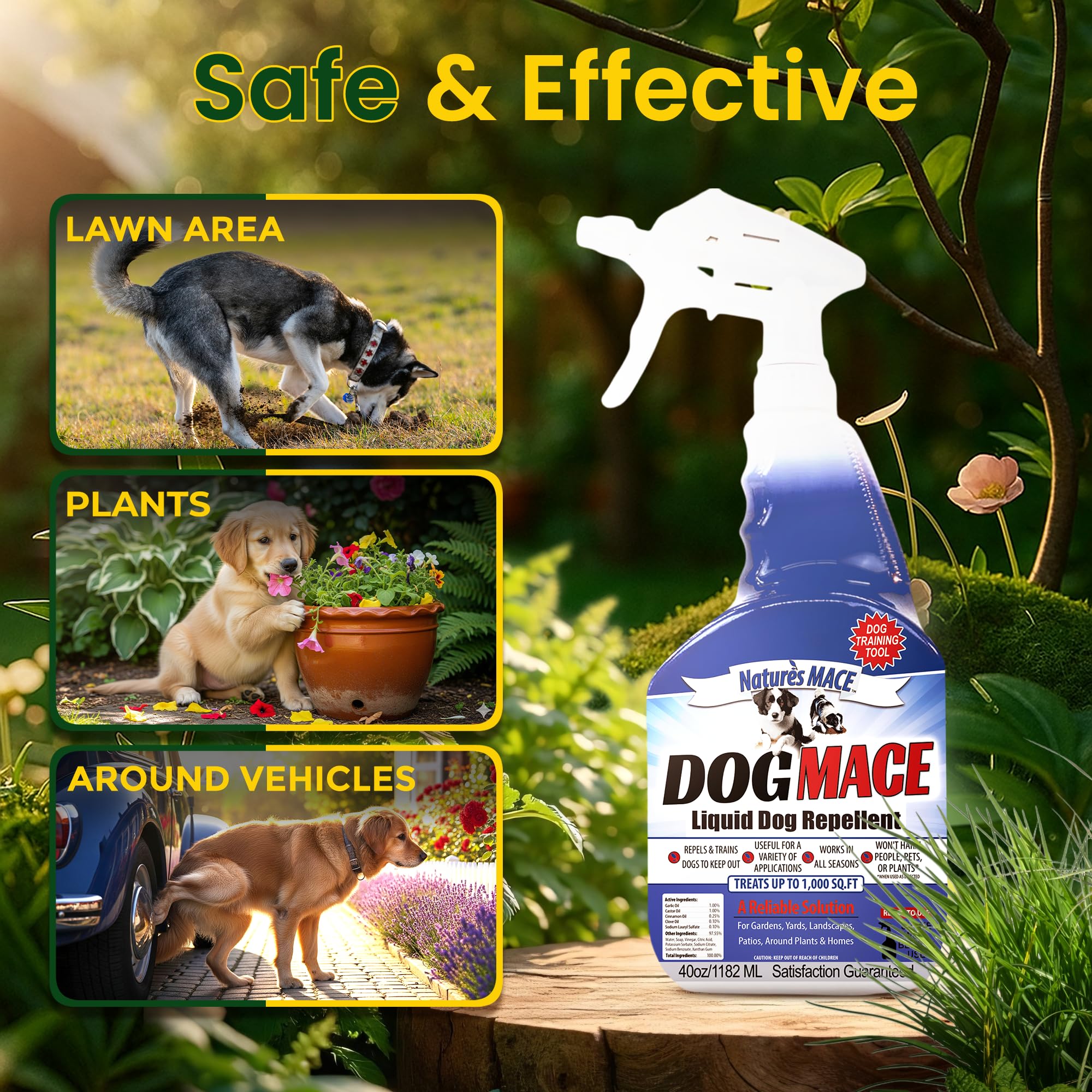 Nature's MACE indoor-outdoor dog repellent used for training.