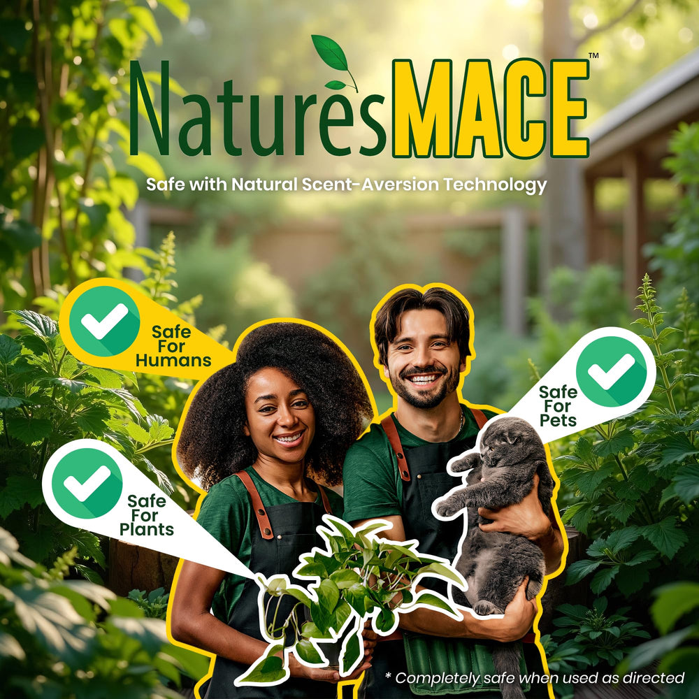 Nature's MACE for potted plants protects containers from urine and digging.