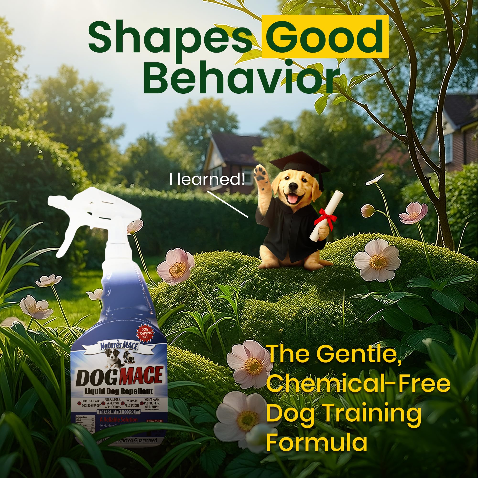 Nature's MACE yard deterrent spray on grass helps prevent digging.