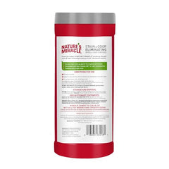 Nature's Miracle enzymatic wipe close-up demonstrates stain removal power on messy floors.
