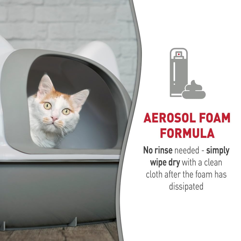 Nature’s Miracle Foam bottle demonstrates easy spray application for cleanup.