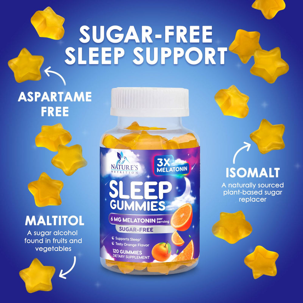 Nature's Nutrition 120-count bottle emphasizes convenient daily sleep support.